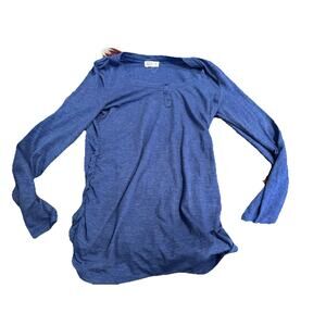 Old Navy Womens Blue Knitted Long Sleeve Henley Neck Blouse Top Size XS